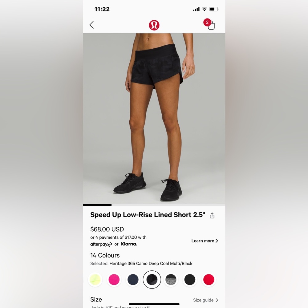 Excellent condition Lululemon 2.5” Speedup Short. Size 4